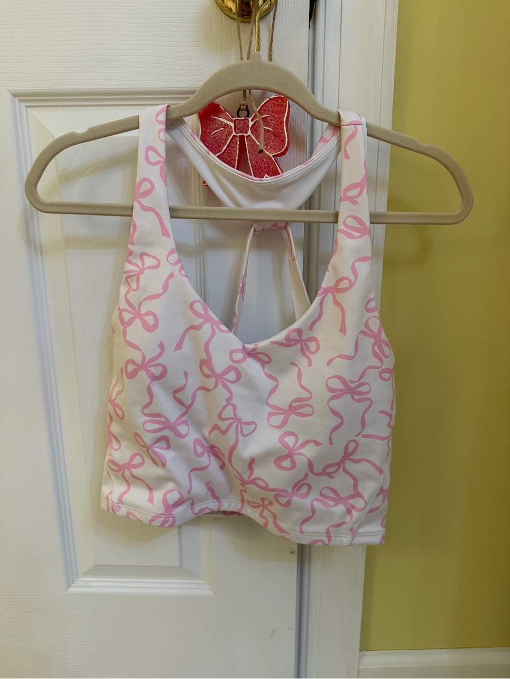 Altard state White Sports Bralette with Pink Bow Print L